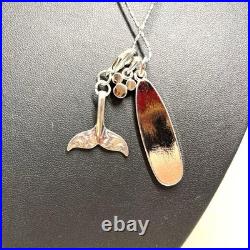 Disney Mickey Mouse Blue Silver Pendant Necklace Hawaiian Jewelry 40cm New