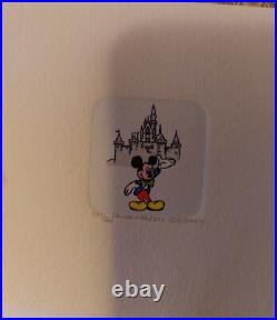 Disney Mickey Mouse Etching Ltd Ed 391/800 Watercolor 4x4 COA 2001 Rare L1