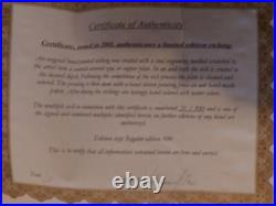 Disney Mickey Mouse Etching Ltd Ed 391/800 Watercolor 4x4 COA 2001 Rare L1