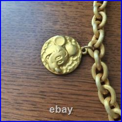 Disney Mickey Mouse Gold Coin Charm Necklace Vintage Disney Jewelry