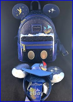 Disney Mickey Mouse Main Attraction Peter Pan's Flight Loungefly Backpack & Ears