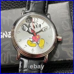 Disney Mickey Mouse Men's 43mm Silver Quartz Watch Leather Strap New W001868