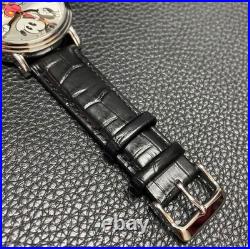 Disney Mickey Mouse Men's 43mm Silver Quartz Watch Leather Strap New W001868