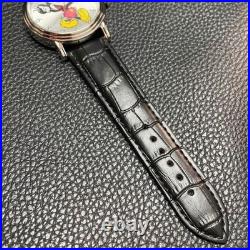 Disney Mickey Mouse Men's 43mm Silver Quartz Watch Leather Strap New W001868