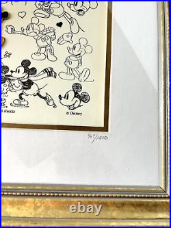 Disney Mickey Mouse Minnie Model Sheet Framed Pin Set Limited Edition 1999