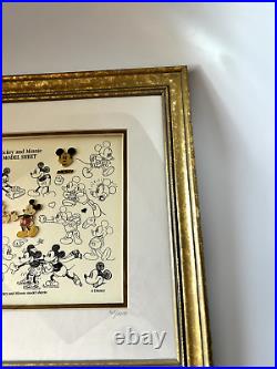 Disney Mickey Mouse Minnie Model Sheet Framed Pin Set Limited Edition 1999