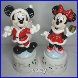 Disney Mickey Mouse Minnie Music Box Ornament set Pottery Jingle bell Retro NM