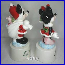 Disney Mickey Mouse Minnie Music Box Ornament set Pottery Jingle bell Retro NM