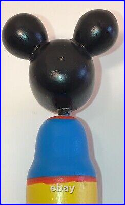 Disney Mickey Mouse Old Kokeshi Doll North Japan Hand Carved Painted Rare Find