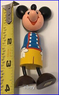 Disney Mickey Mouse Old Kokeshi Doll North Japan Hand Carved Painted Rare Find