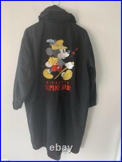 Disney Mickey Mouse Rare Black Long Jacket with Embroidered Mickey Mouse Size M