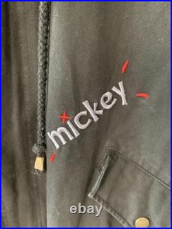 Disney Mickey Mouse Rare Black Long Jacket with Embroidered Mickey Mouse Size M