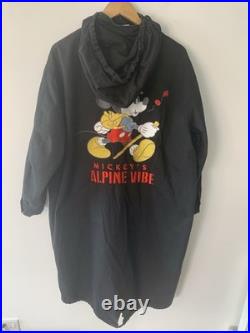 Disney Mickey Mouse Rare Black Long Jacket with Embroidered Mickey Mouse Size M