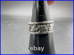 Disney Mickey Mouse Rare Vintage Sterling Silver 925 Heart 8.7MM Wide Band Ring
