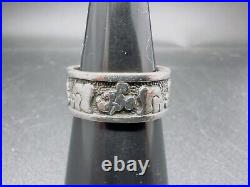 Disney Mickey Mouse Rare Vintage Sterling Silver 925 Heart 8.7MM Wide Band Ring