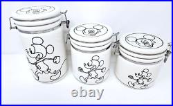 Disney Mickey Mouse Sketch Ceramic Jar Container Canister Lids Set Of 3