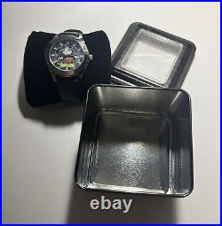 Disney Mickey Mouse Stainless Steel Mechanical Watch Leather Band Clear Face