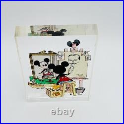 Disney Mickey Mouse The Art Of Self Portrait Acrylic Frame Hand Painted RARE