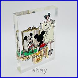 Disney Mickey Mouse The Art Of Self Portrait Acrylic Frame Hand Painted RARE