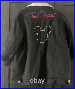Disney Mickey Mouse True Original Black Denim Jacket Size XXL