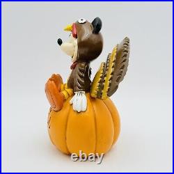Disney Mickey Mouse Turkey OnPumpkin Figurine Thanksgiving Feeling Grateful RARE