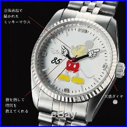 Disney Mickey Mouse Wrist Watch World Limited 85th Silver Stainless Japan F/S