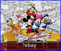 Disney Mickey Mouse bedroom Wallpaper Child photo wall mural white comics