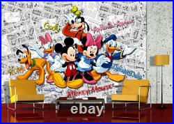 Disney Mickey Mouse bedroom Wallpaper Child photo wall mural white comics