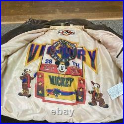 Disney Mickey Mouse flight jacket leather outer brown embroidery mens M(jp) size