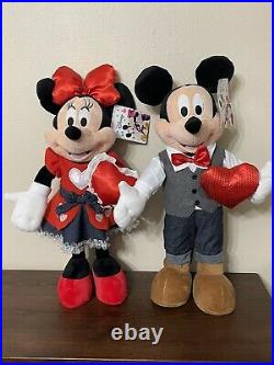 Disney Mickey and Minnie Mouse Valentine Greeters Plush 22 New with tags