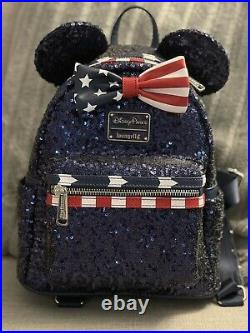 Disney Minnie Mouse Stars And Stripes Loungefly Bag Backpack