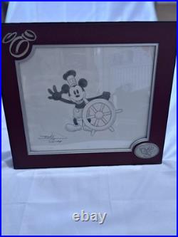 Disney Offical Cast Member Exclusive Mickey Mouse Steamboat Artwork Framed Rare