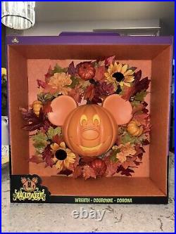 Disney Parks 2024 Halloween Mickey Mouse Jack-O-Lantern Pumpkin Wreath 16 NEW