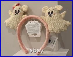 Disney Parks 2025 Mickey & Minnie Mouse Ghost Halloween Ear Headband AUTHENTIC