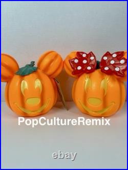 Disney Parks 2026 Mini Mickey & Minnie Mouse Musical Light Up Pumpkin Set New