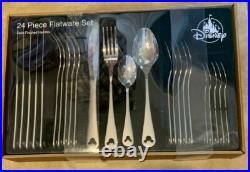 Disney Parks 24 Piece Satin Flatware Set Mickey Mouse Icon Silverware NEW IN Box