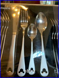 Disney Parks 24 Piece Satin Flatware Set Mickey Mouse Icon Silverware NEW IN Box