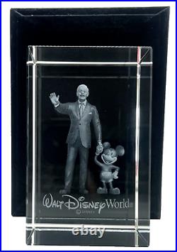 Disney Parks Arribas Brothers Walt Disney & Mickey Mouse Laser Etched Cube
