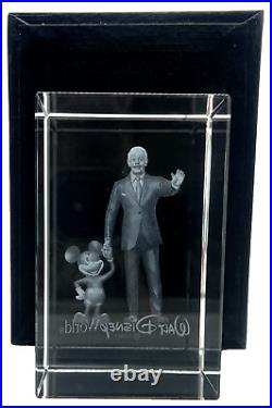 Disney Parks Arribas Brothers Walt Disney & Mickey Mouse Laser Etched Cube