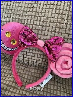 Disney Parks Cheshire Cat Mickey Mouse Ears Alice in Wonderland Pink EUC Rare