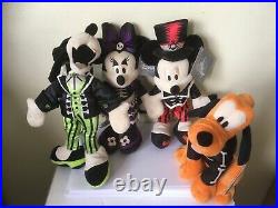 Disney Parks Halloween Mickey& Minnie Mouse Pluto & Goofy 9'' plush toys New