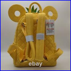 Disney Parks Loungefly Mickey Mouse Ears Pineapple Quilted Mini Backpack New