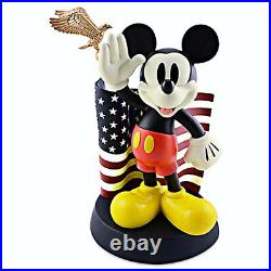 Disney Parks Medium Big Figurine Mickey Mouse Salutes American Flag New in Box
