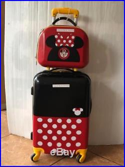 Disney Parks Mickey Mouse 20 Stackable 2 Piece Hard case Luggage Set for EarHat
