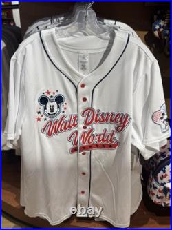 Disney Parks Mickey Mouse Americana Adult Baseball Jersey Minnie Friends NWT