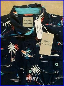 Disney Parks Tommy Bahama Mickey Mouse Button Down Shirt Navy Blue NEW with Tag L