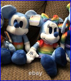 Disney Rainbow Pride Plush Mickey &Minnie Mouse Pluto Goofy Daisy &Donald Duck