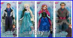 Disney Store Frozen Elsa Anna Kristoff Hans Classic Doll Set LOT AUTHENTIC 2013