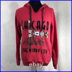 Disney Store Mickey Mouse Chicago Windy City Juniors Small Red Zip Up Hoodie