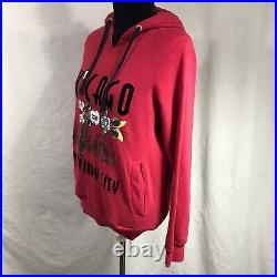Disney Store Mickey Mouse Chicago Windy City Juniors Small Red Zip Up Hoodie